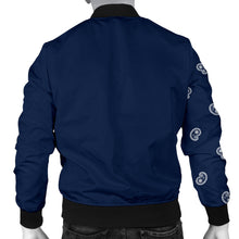 Charger l'image dans la galerie, Blouson aviateur asymétrique Bandana bleu marine et blanc pour homme