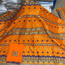 Charger l&#39;image dans la galerie, Bazin riche tissu avec écharpe avec perles cordon dentelle tissu guinée brocart tissu pour mariage LX031408
