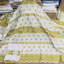 Charger l&#39;image dans la galerie, Bazin riche tissu avec écharpe avec perles cordon dentelle tissu guinée brocart tissu pour mariage LX031408
