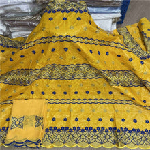 Charger l&#39;image dans la galerie, Bazin riche tissu avec écharpe avec perles cordon dentelle tissu guinée brocart tissu pour mariage LX031408
