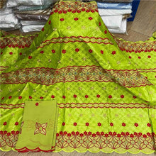 Charger l&#39;image dans la galerie, Bazin riche tissu avec écharpe avec perles cordon dentelle tissu guinée brocart tissu pour mariage LX031408
