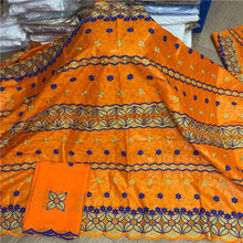 Charger l&#39;image dans la galerie, Bazin riche tissu avec écharpe avec perles cordon dentelle tissu guinée brocart tissu pour mariage LX031408
