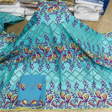 Charger l&#39;image dans la galerie, Bazin riche tissu avec écharpe avec perles cordon dentelle tissu guinée brocart tissu pour mariage LX031408
