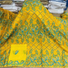 Charger l&#39;image dans la galerie, Bazin riche tissu avec écharpe avec perles cordon dentelle tissu guinée brocart tissu pour mariage LX031408
