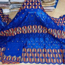 Charger l&#39;image dans la galerie, Bazin riche tissu avec écharpe avec perles cordon dentelle tissu guinée brocart tissu pour mariage LX031408
