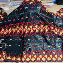 Charger l&#39;image dans la galerie, Bazin riche tissu avec écharpe avec perles cordon dentelle tissu guinée brocart tissu pour mariage LX031408
