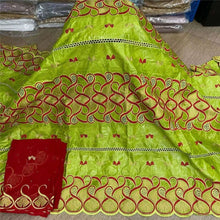 Charger l&#39;image dans la galerie, Bazin riche tissu avec écharpe avec perles cordon dentelle tissu guinée brocart tissu pour mariage LX031408
