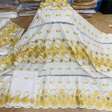 Charger l&#39;image dans la galerie, Bazin riche tissu avec écharpe avec perles cordon dentelle tissu guinée brocart tissu pour mariage LX031408
